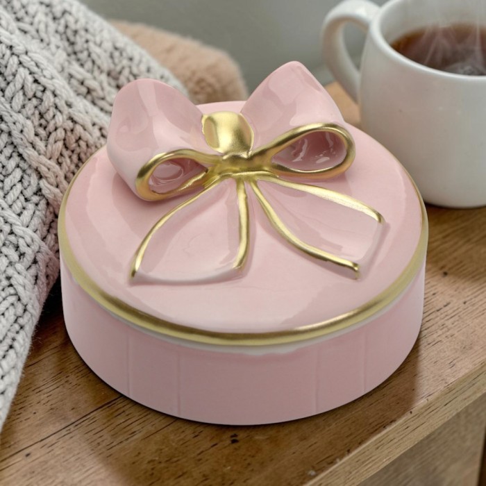 SCATOLA IN PORCELLANA COLORE ROSA